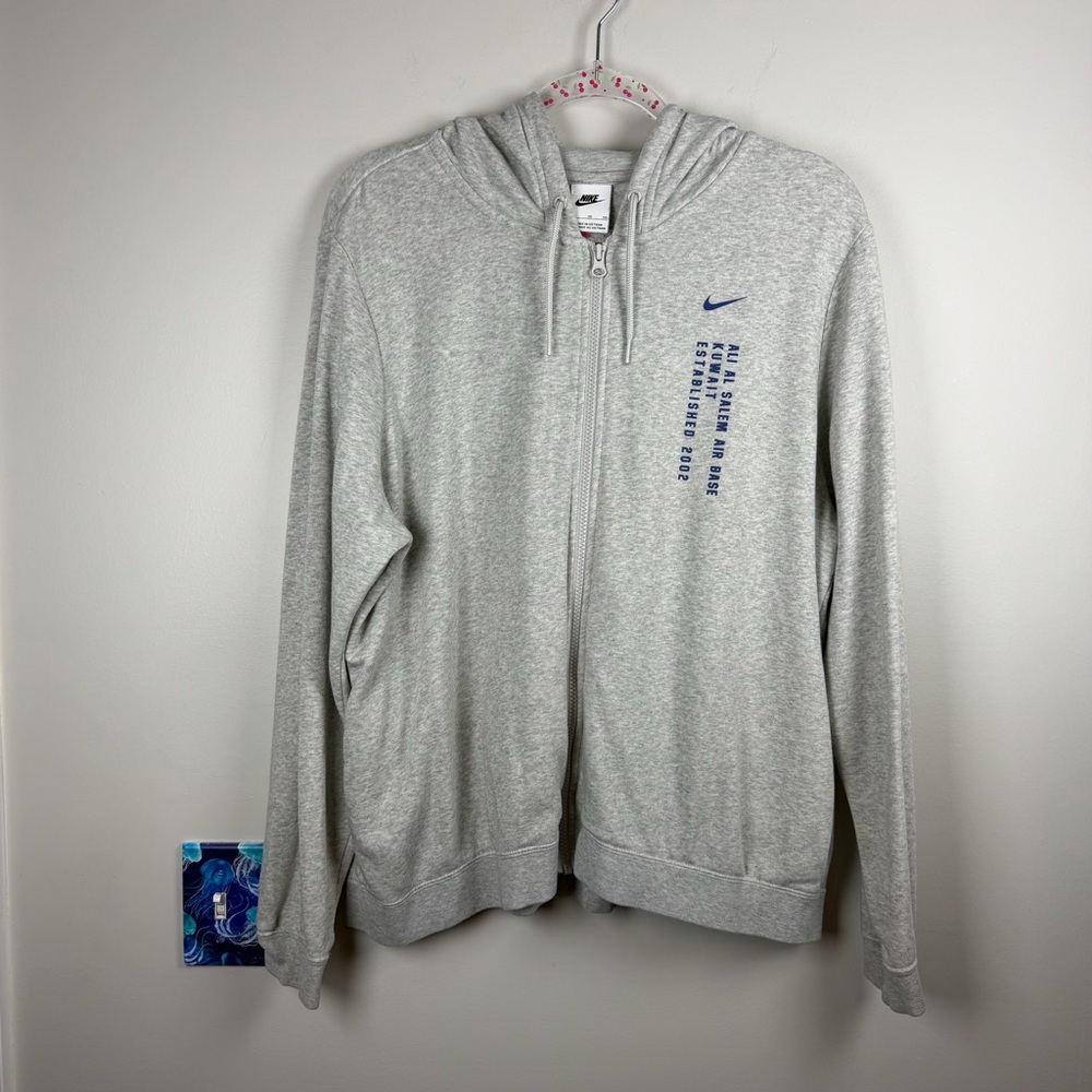 Nike Women’s Gray Kuwait Air Base Varsity Military Full Zip Hoodie Sweatshirt XL